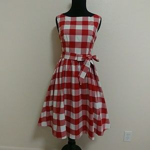 'Audrey' Red Check Swing Dress